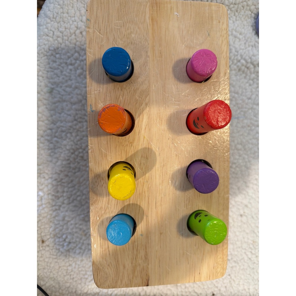 Melissa & Doug Deluxe Pounding Bench Wooden Toy 4490 Rainbow Peek-a-Boo Pegs